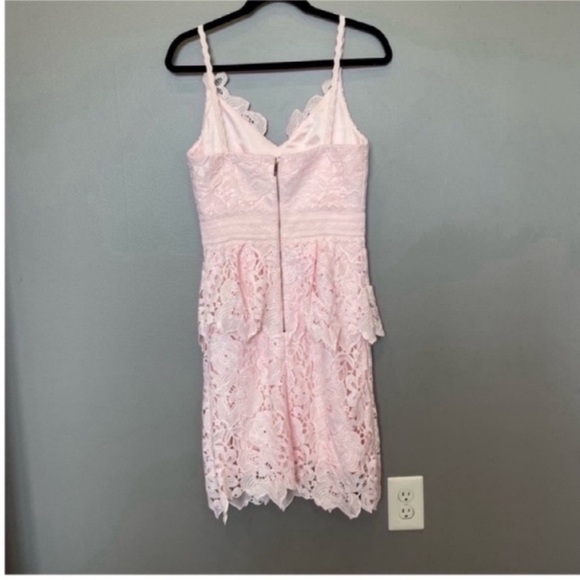 {SOLD} TED BAKER LONDON Nadiie Lace Dress Peplum Pink Sleeveless Women’s Size 1 - Picture 8 of 11